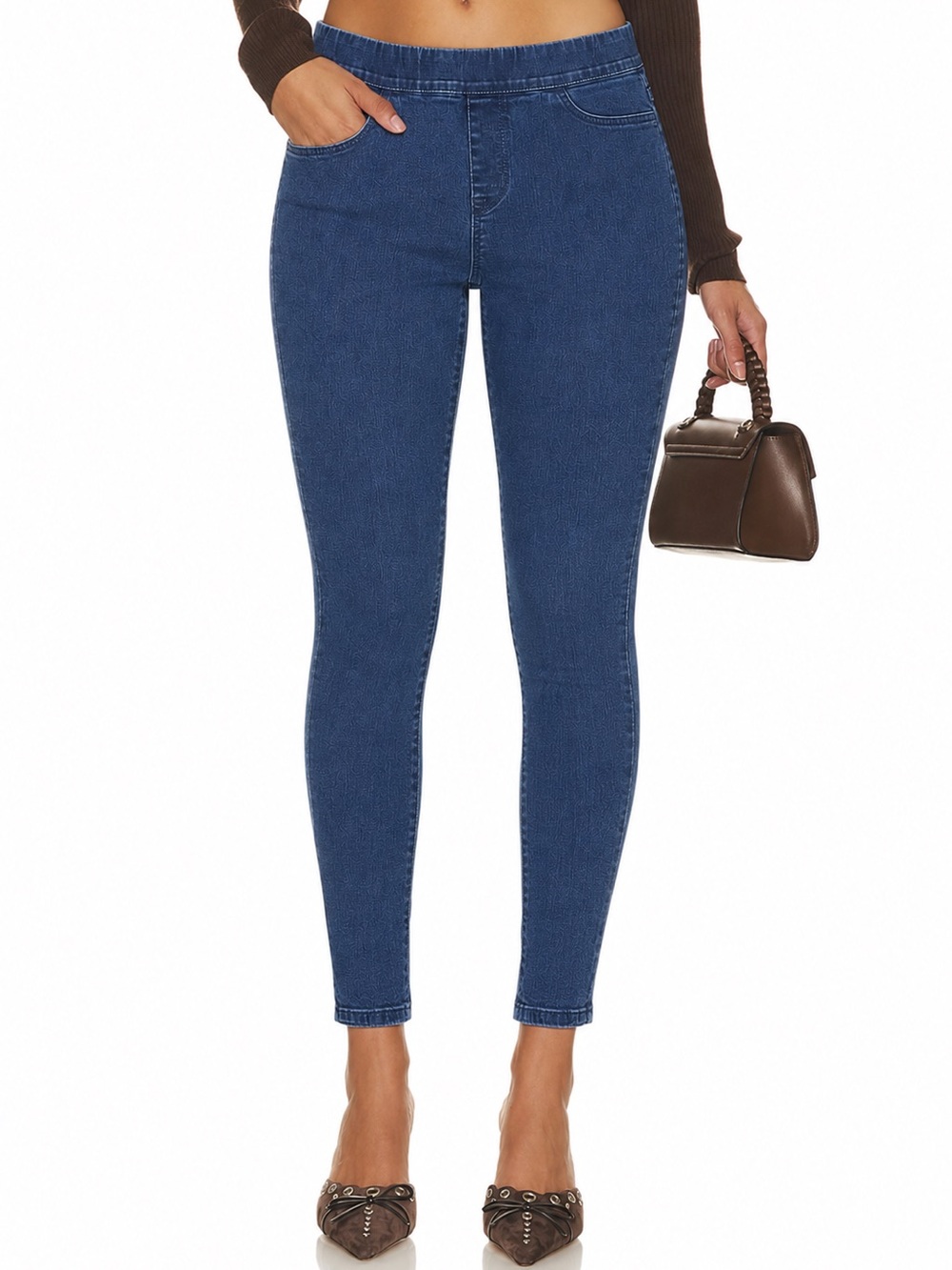 Old Navy Super Skinny Mid Rise Pull On Jeggings Medium Wash Stretch 8 10